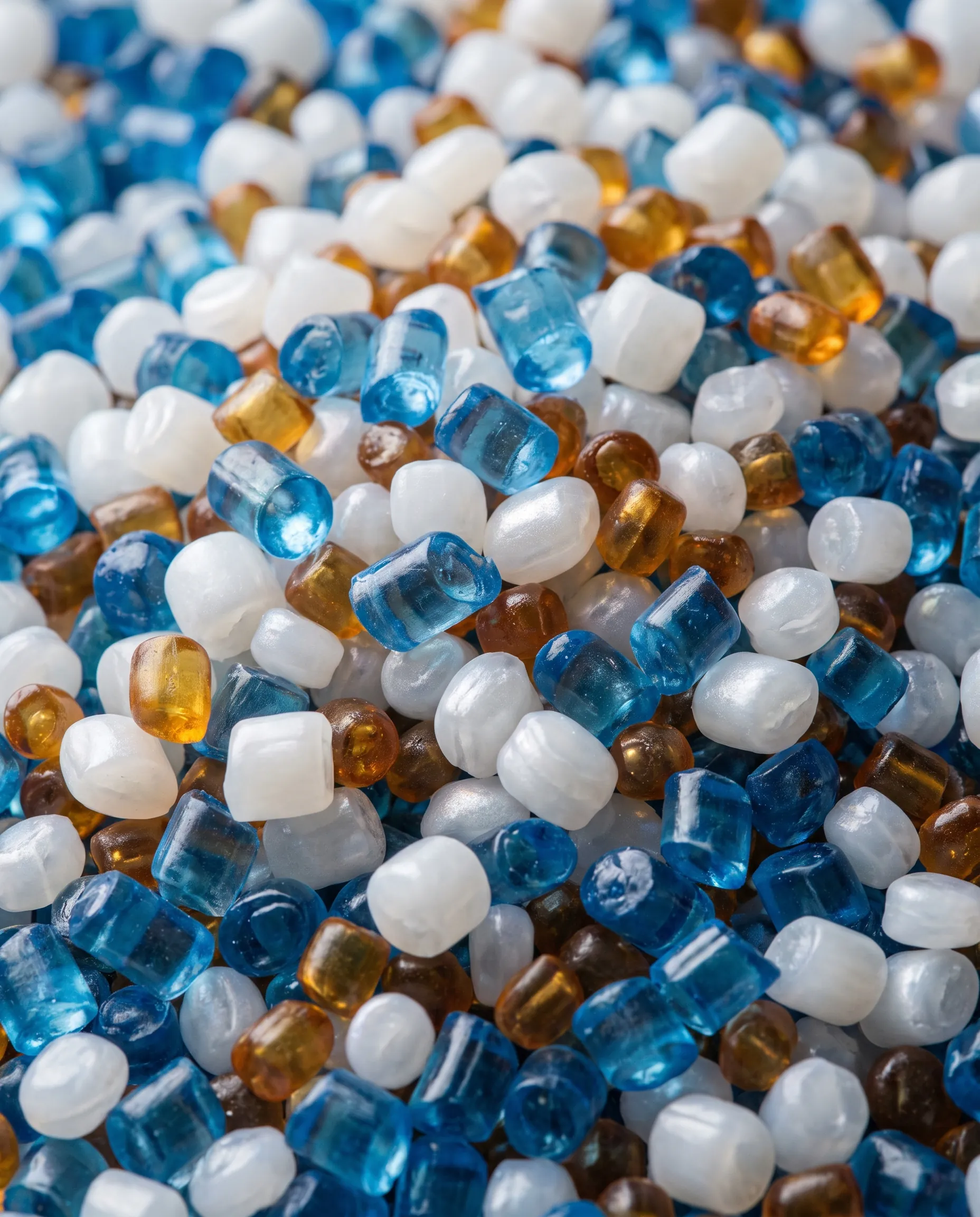 Coloured polymer granules